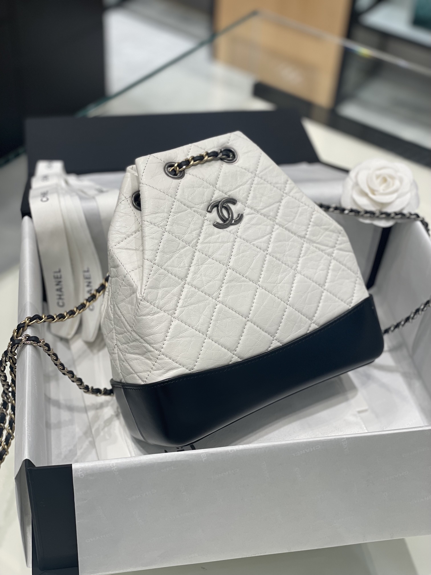 Chanel Gabrielle Backpack White - chanel gabrielle backpack dupe detail 1