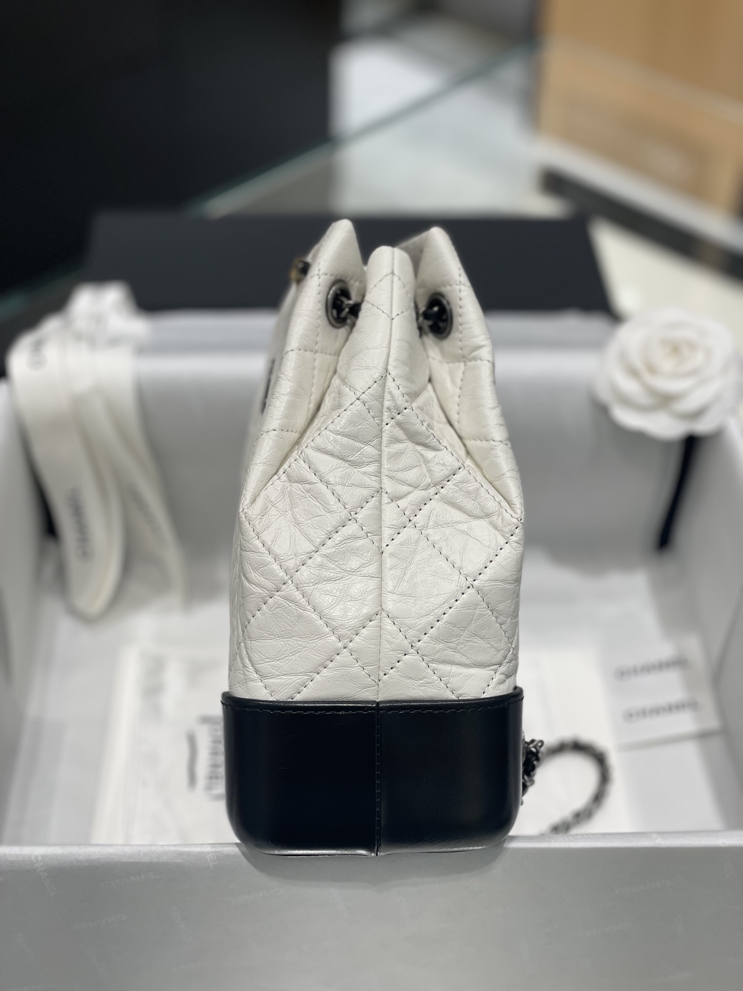 Chanel Gabrielle Backpack White - chanel gabrielle backpack dupe detail 2