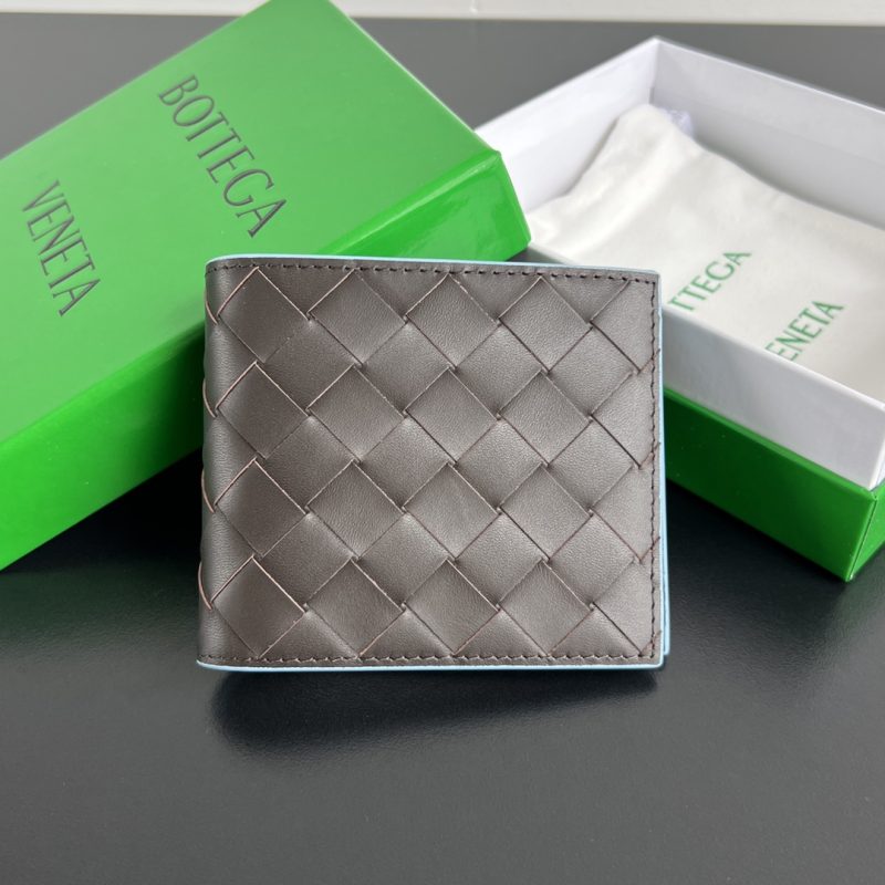 Bottega Veneta 2 Fold Wallet in Chocolate - Italian Leather Replica