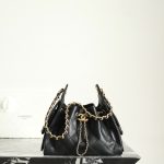 Chanel 24P Messenger Hobo Black - chanel messenger hobo black dupe detail 5