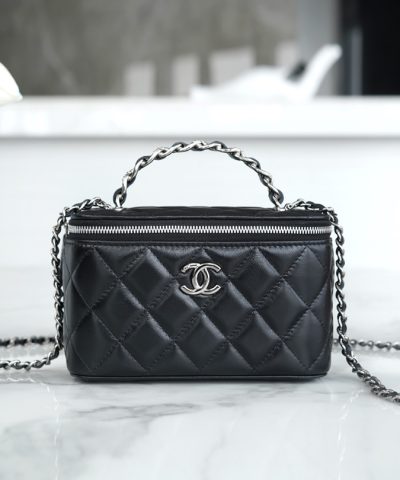 Chanel Vanity Metal Top Handle Black