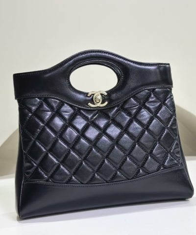 Chanel 24S 31 Mini Tote Bag Black - chanel 31 mini tote replica front view