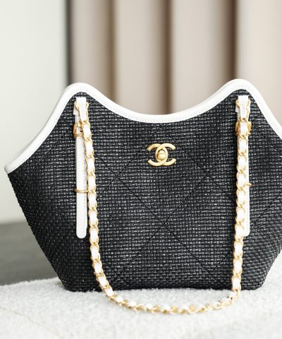 Chanel 25S Maxi Shopping Tote Black Canvas