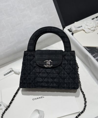 Chanel Kelly Bag Black Woollen