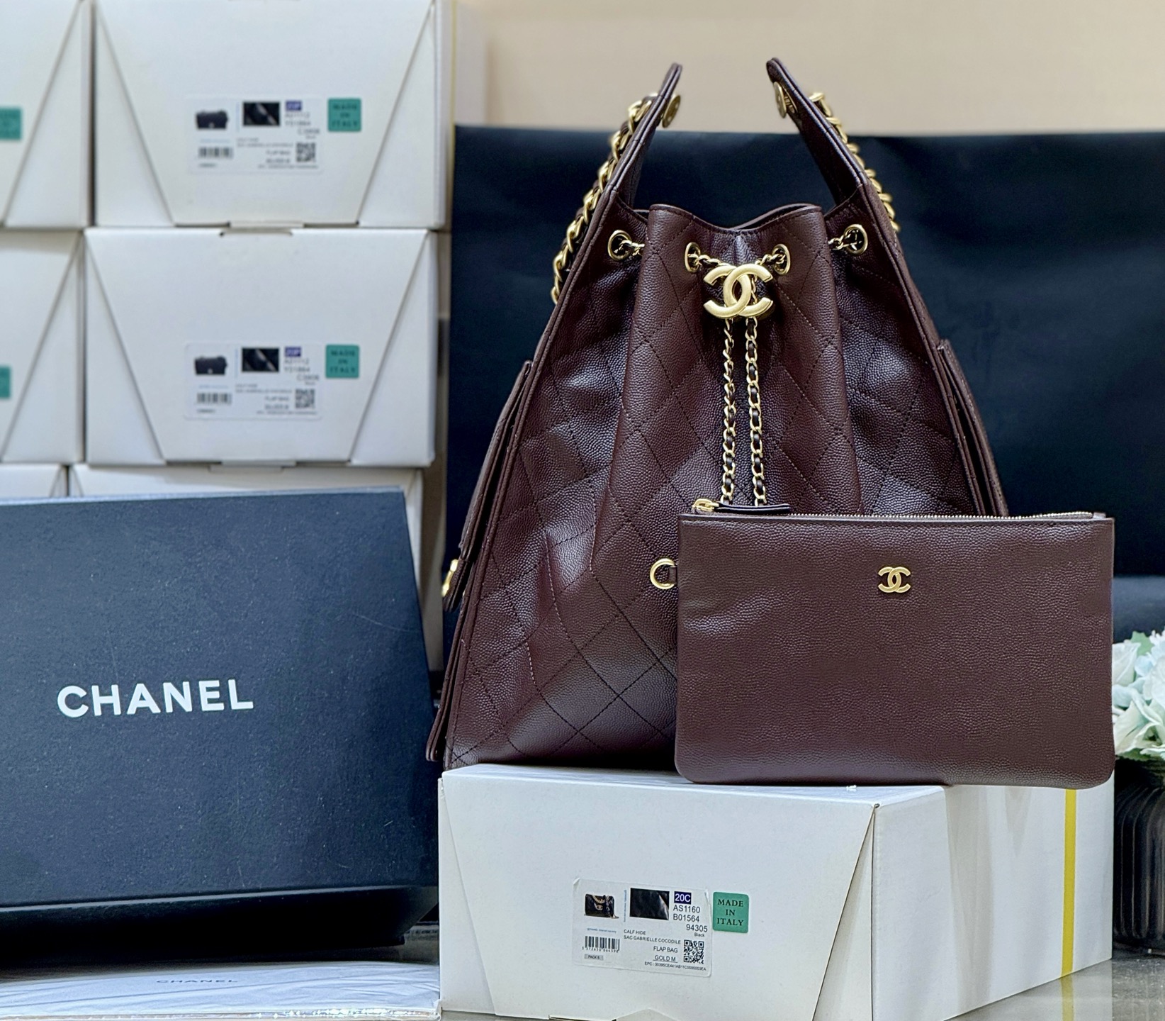 Chanel 25 Medium Bag Brown - fake chanel 25 medium brown front view