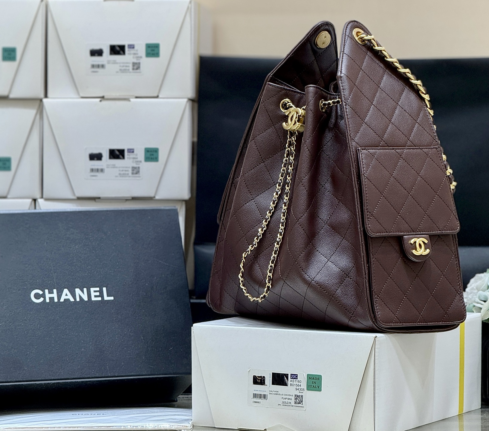 Chanel 25 Medium Bag Brown - fake chanel 25 medium brown detail 8