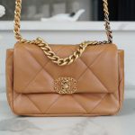Chanel 19 Flap Bag Brown - fake chanel 19 front view