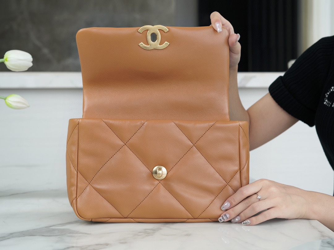 brown3 Chanel 19 Flap Bag Brown - fake chanel 19 detail 2