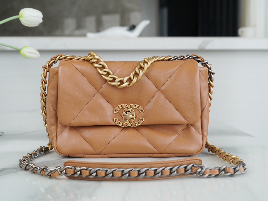 brown4 Chanel 19 Flap Bag Brown - fake chanel 19 detail 3