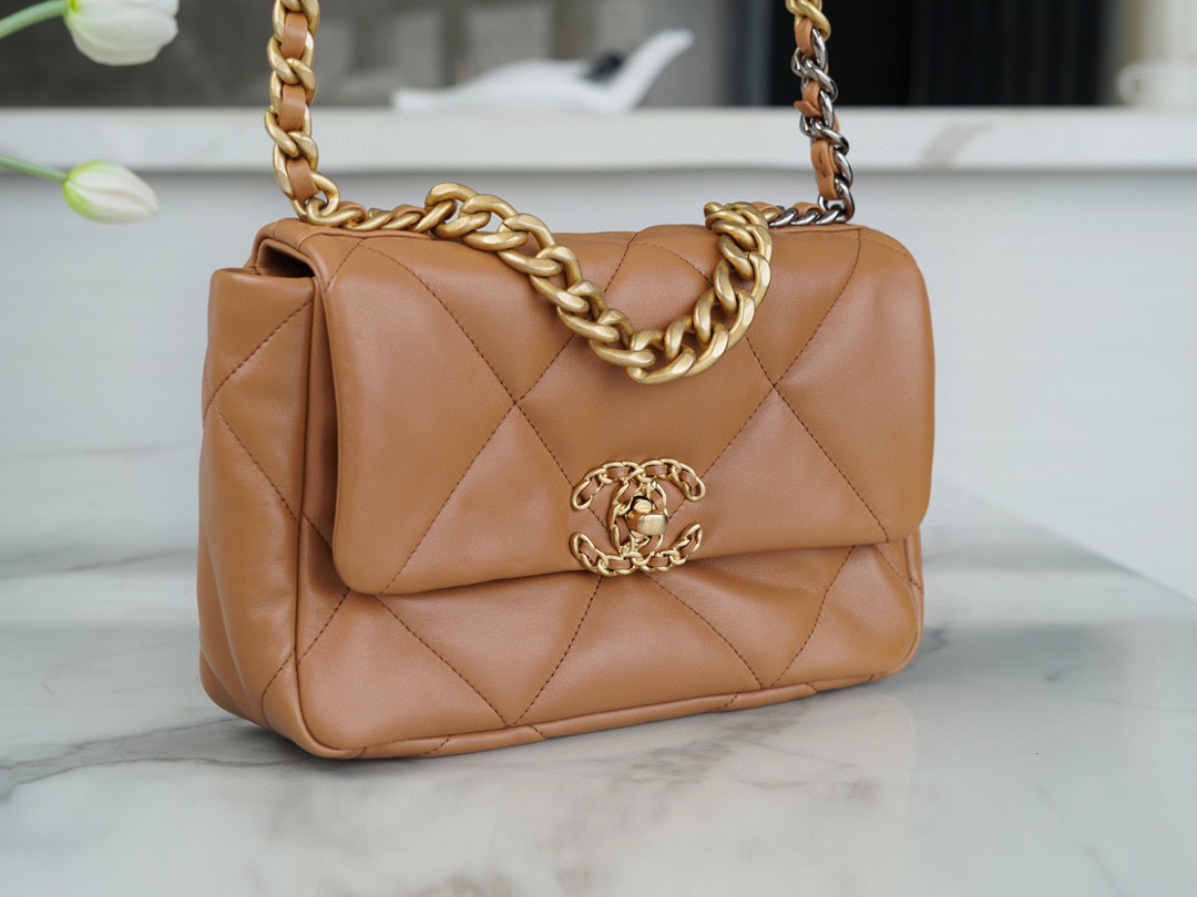 brown6 Chanel 19 Flap Bag Brown - fake chanel 19 detail 5