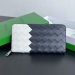 Bottega Veneta Cassette Zip Wallet in White Navy - Italian Leather Replica