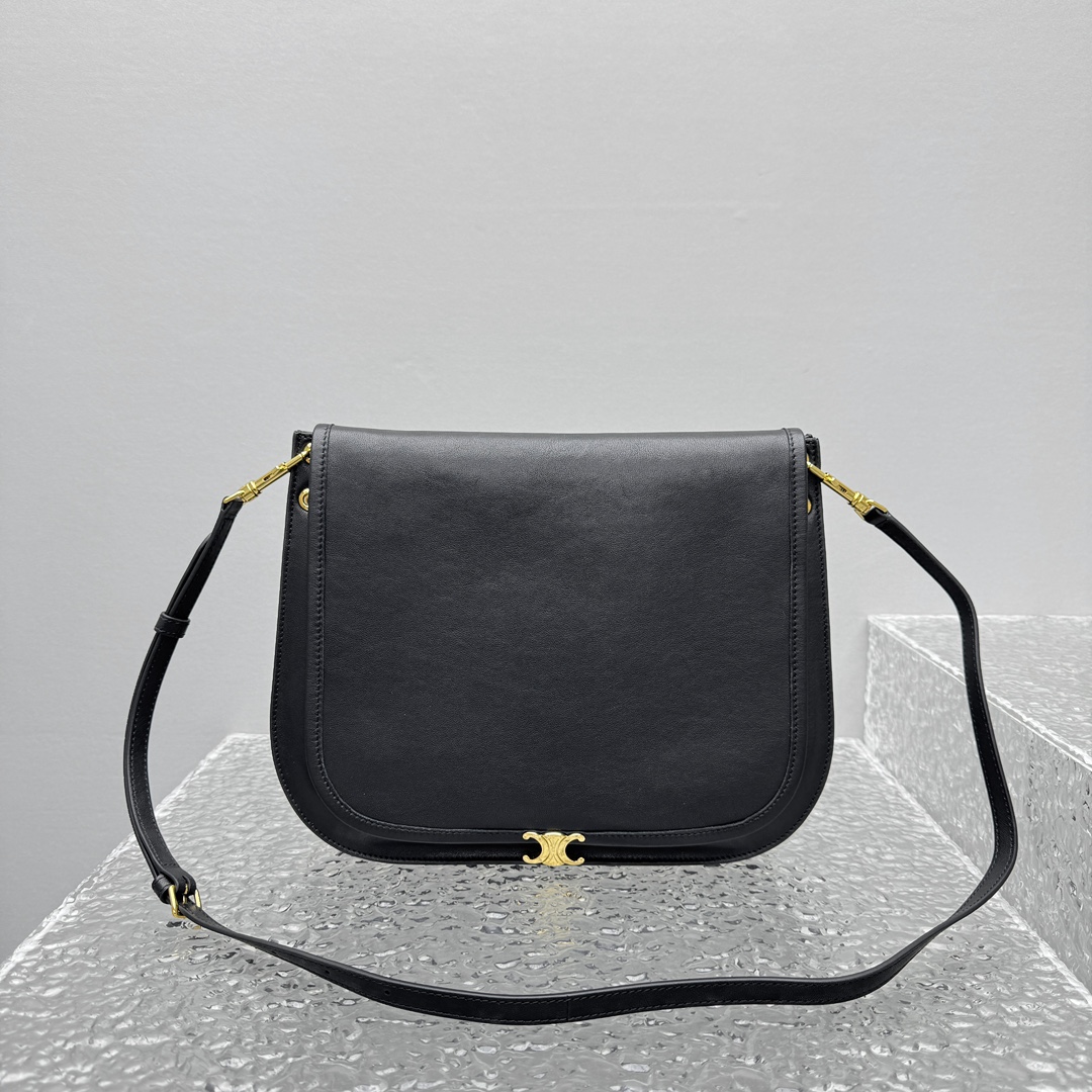celine-soft-triomphe-besace-black-2 Celine Soft Triomphe Besace Bag - front view