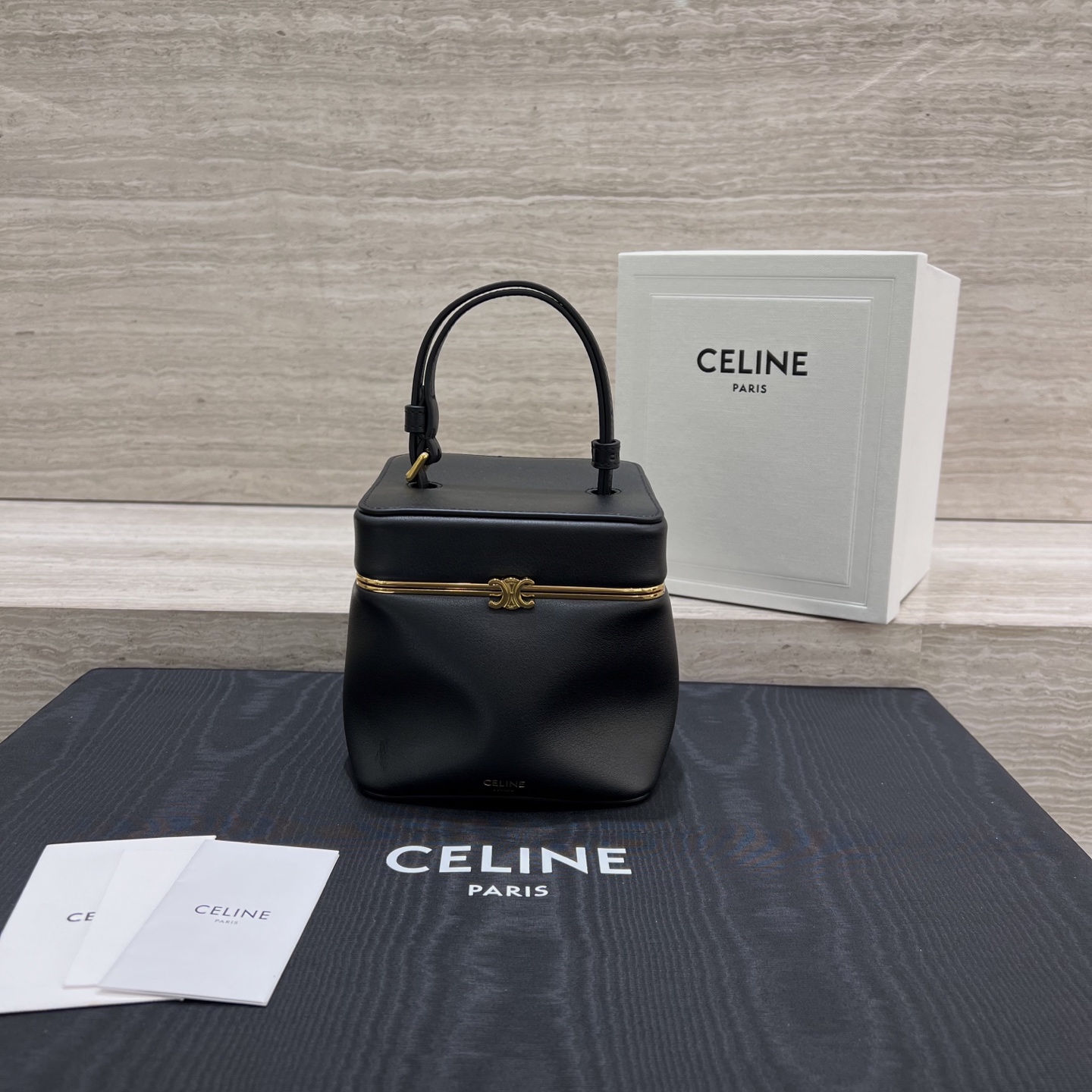 celine-triomphe-frame-black-2 Celine Triomphe Frame Bag - front view