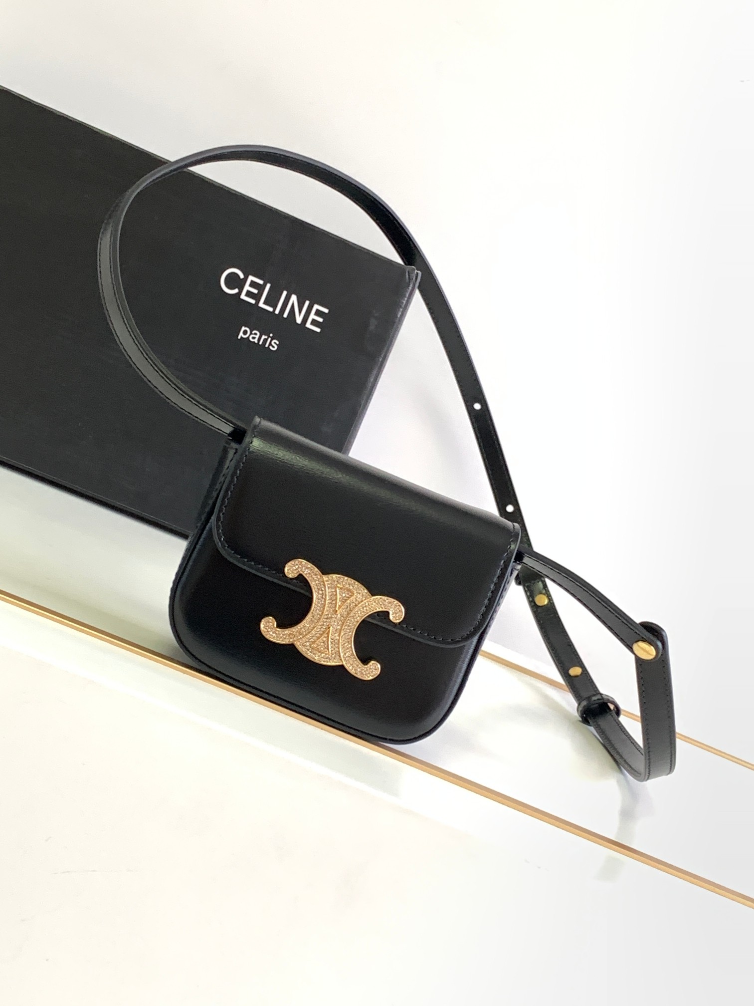 Celine Triomphe Mini Black 1 Celine Triomphe Mini - front view