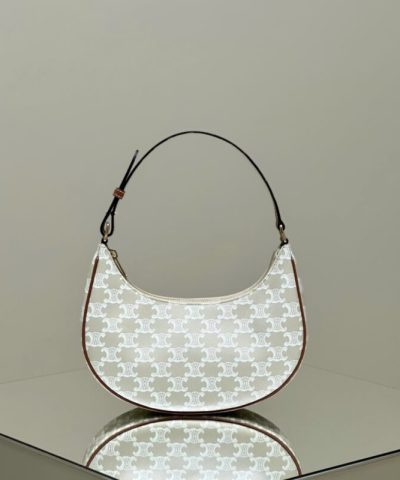 Celine Triomphe Moon Bag White - Replica Celine Bag