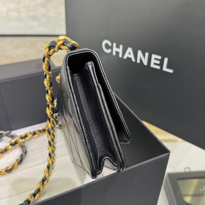 chanel-19-wallet-on-chain-black-gallery-1 CHANEL 19 Wallet on Chain Black - fake chanel woc detail 1