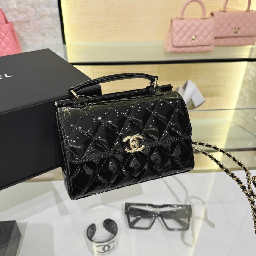 chanel-23-patent-box-bag-gallery-1 CHANEL 23 Patent Box Bag - fake chanel box bag detail 1