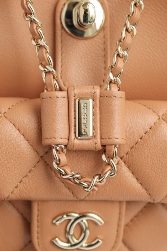 chanel-23a-backpack-small-caramel-gallery-5 CHANEL 23A Backpack Small Caramel - chanel small backpack dupe detail 14