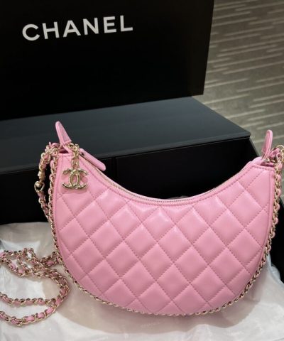 CHANEL 23P Crescent Bag Pink