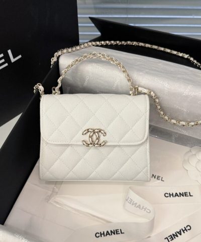 CHANEL 23P Kelly Handle White