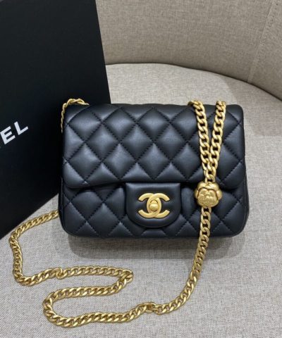 CHANEL 23S Camellia Square Black