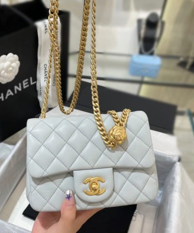 CHANEL 23S Camellia Square Light Blue