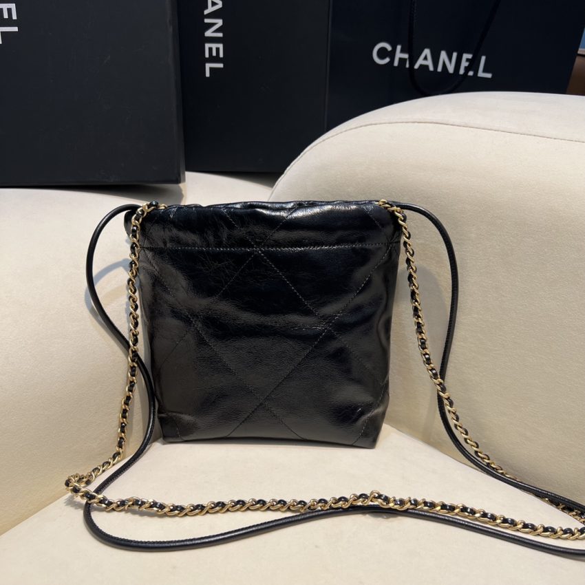 Chanel 23s Mini Garbage Bag Black 2 CHANEL 23s Mini Garbage Bag Black - chanel garbage bag black dupe detail 2
