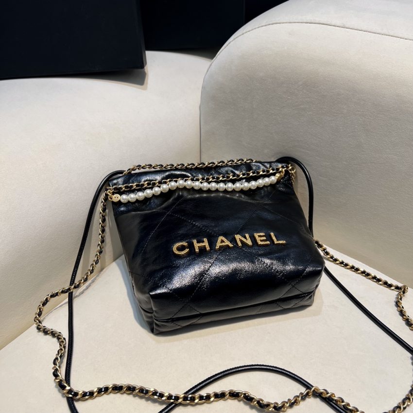 Chanel 23s Mini Garbage Bag Black 3 CHANEL 23s Mini Garbage Bag Black - chanel garbage bag black dupe detail 3