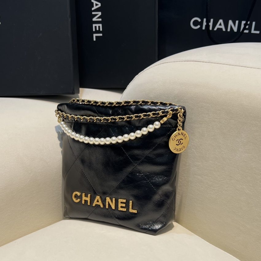 Chanel 23s Mini Garbage Bag Black 4 CHANEL 23s Mini Garbage Bag Black - chanel garbage bag black dupe detail 4