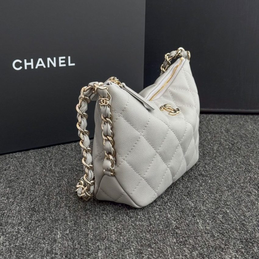chanel-24p-dumpling-bag-gray-gallery-1 CHANEL 24p Dumpling Bag Gray - chanel dumpling bag replica detail 1