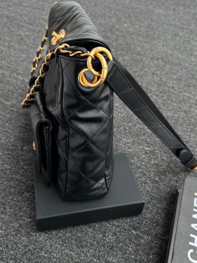 chanel-24p-postman-bag-small-black-gallery-1 CHANEL 24p Postman Bag Small Black - fake chanel postman bag detail 1