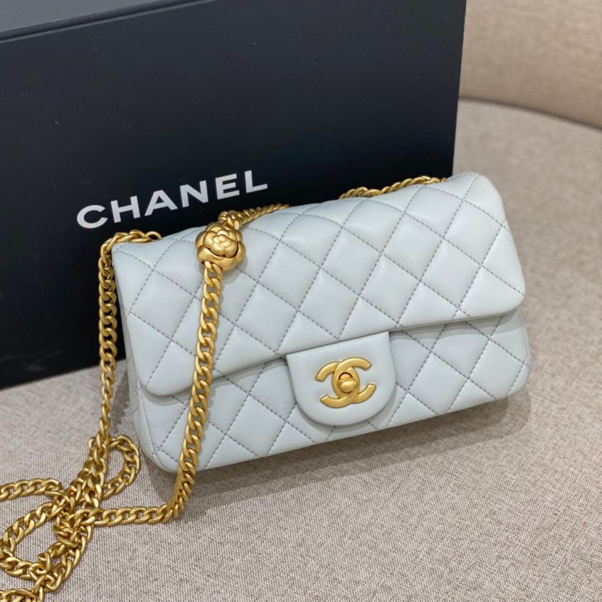 Chanel Camellia Flap Light Blue 2 CHANEL Camellia Flap Light Blue - chanel camellia light blue replica detail 1