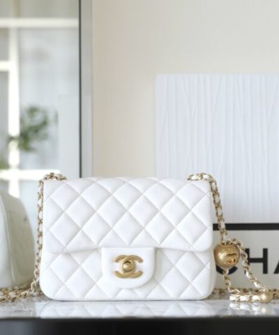 CHANEL CF 20 cm Golden Ball White