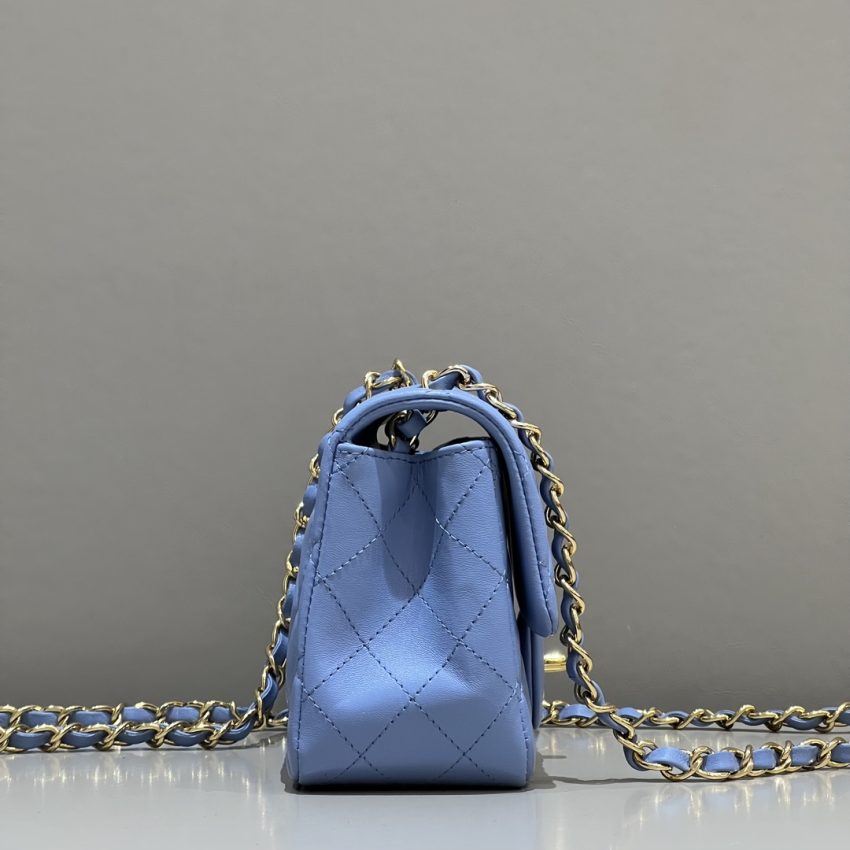 Chanel Classic Flap 17cm Blue 3 CHANEL Classic Flap 17cm Blue - chanel classic flap blue replica detail 2