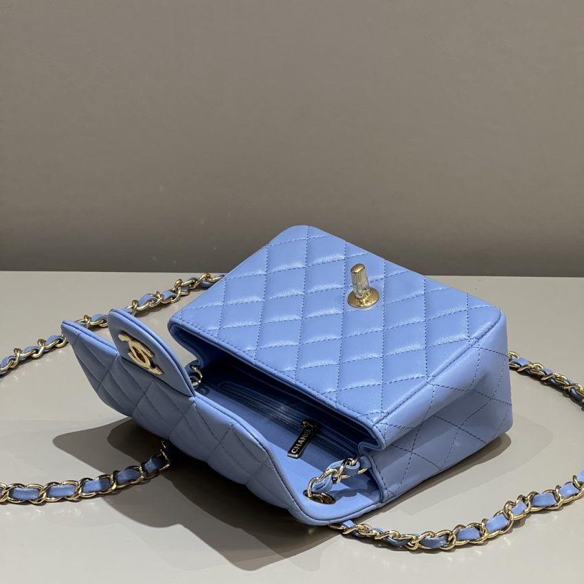 Chanel Classic Flap 17cm Blue 6 CHANEL Classic Flap 17cm Blue - chanel classic flap blue replica detail 5