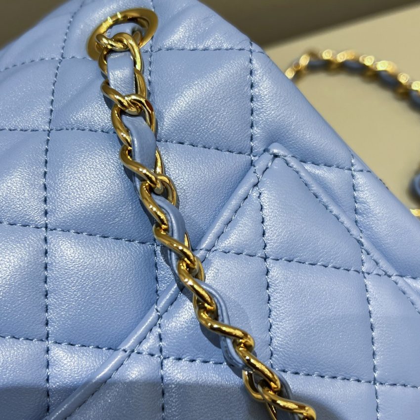 Chanel Classic Flap 17cm Blue 7 CHANEL Classic Flap 17cm Blue - chanel classic flap blue replica detail 6