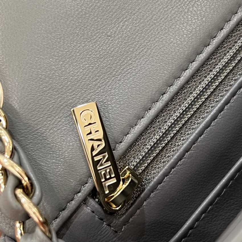 Chanel Classic Flap 17cm Grey 3 CHANEL Classic Flap 17cm Grey - chanel dupe bag detail 2