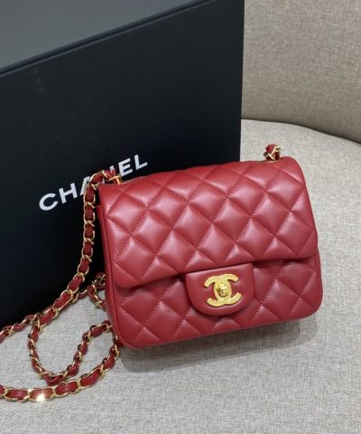 CHANEL Classic Flap 17cm Czerwony
