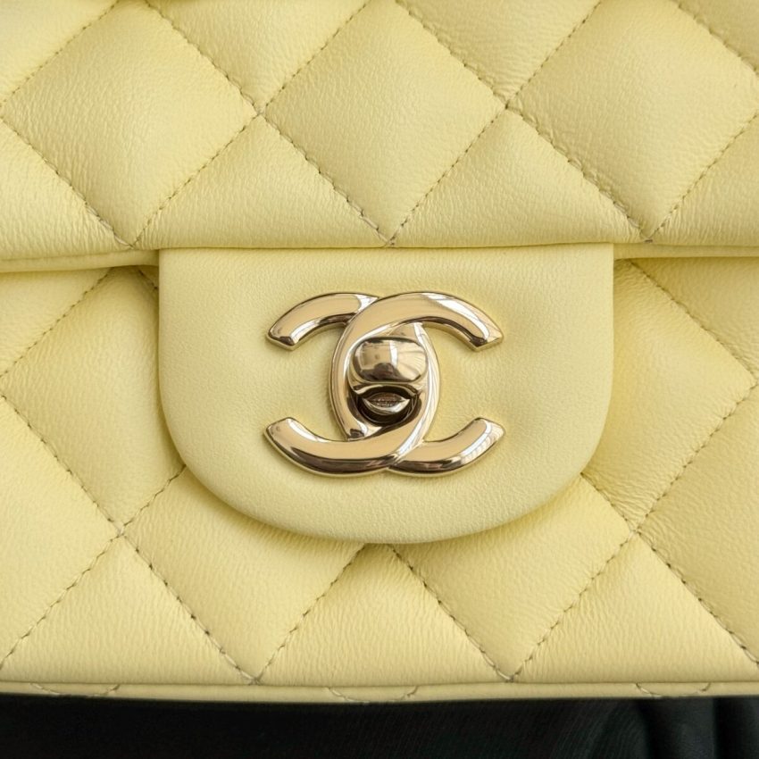 Chanel Classic Flap 17cm Yellow 5 CHANEL Classic Flap 17cm Yellow - imitation chanel bag detail 7