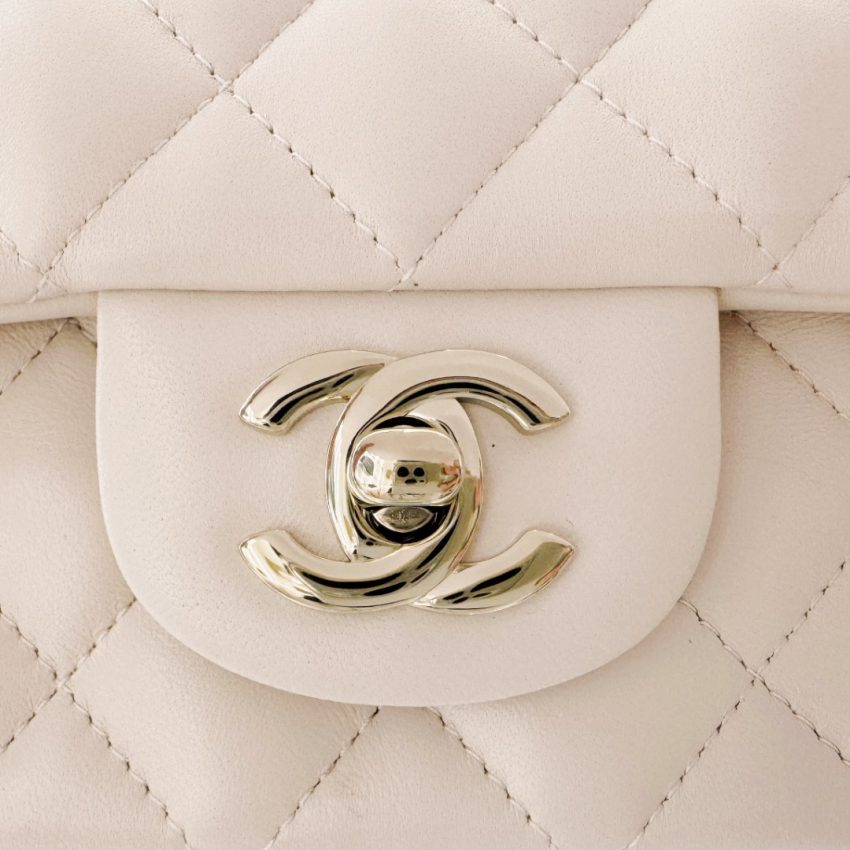 Chanel Classic Flap 20cm Beige 3 CHANEL Classic Flap 20cm Beige - chanel mini flap dupe detail 4
