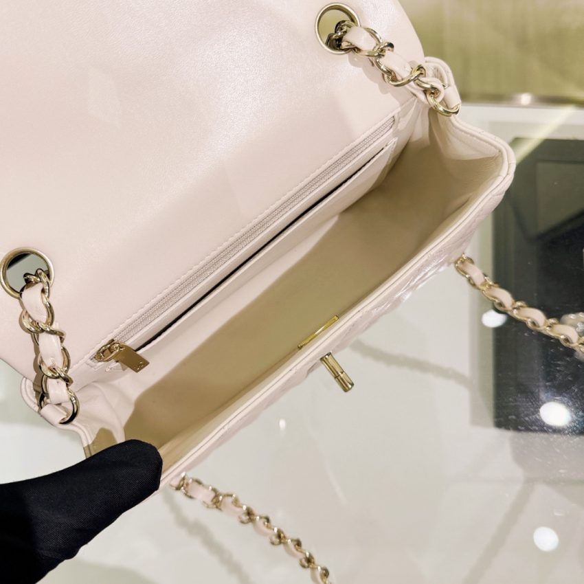 Chanel Classic Flap 20cm Beige 9 CHANEL Classic Flap 20cm Beige - chanel mini flap dupe detail 10