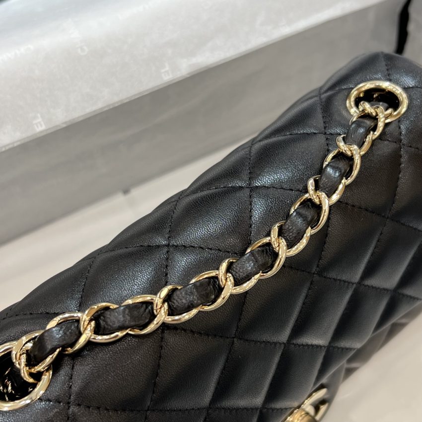 Chanel Classic Flap 20cm Black 7 CHANEL Classic Flap 20cm Black - fake chanel 20cm black detail 6