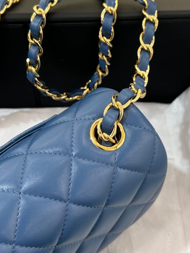 Chanel Classic Flap 20cm Blue 3 CHANEL Classic Flap 20cm Blue - chanel 20cm blue replica detail 2