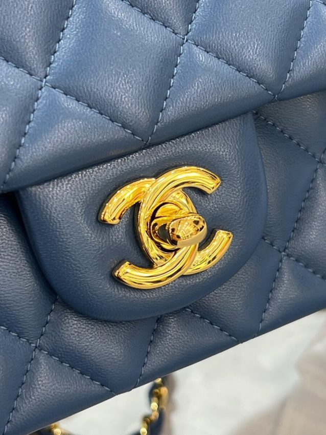 Chanel Classic Flap 20cm Blue 5 CHANEL Classic Flap 20cm Blue - chanel 20cm blue replica detail 4