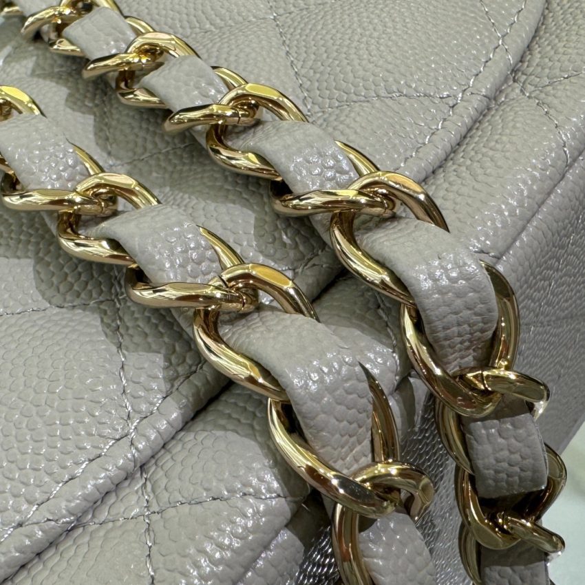 CHANEL Classic Flap 20cm Gray - fake chanel bag detail 3
