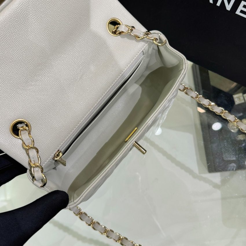 CHANEL Classic Flap 20cm Gray - fake chanel bag detail 5
