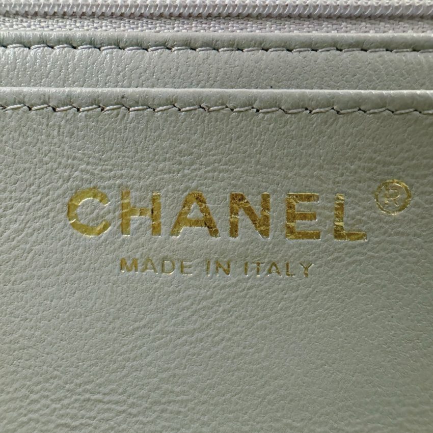 CHANEL Classic Flap 20cm Gray - fake chanel bag detail 6
