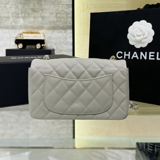 CHANEL Classic Flap 20cm Gray - fake chanel bag detail 9