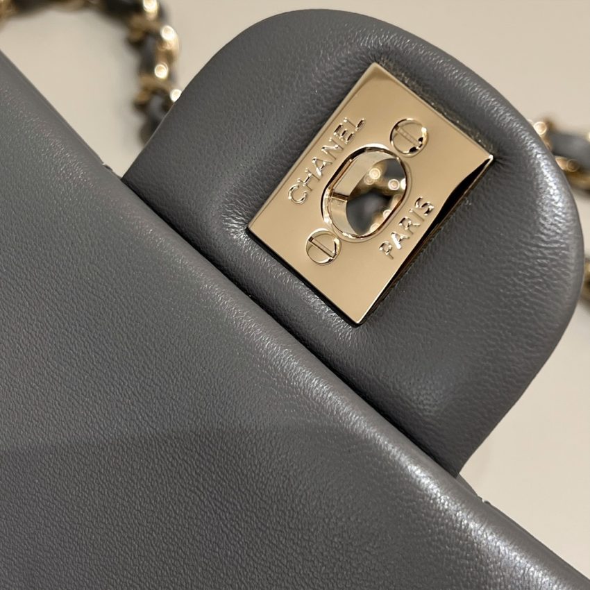 Chanel Classic Flap 20cm Grey 2 CHANEL Classic Flap 20cm Grey - chanel grey bag dupe detail 1