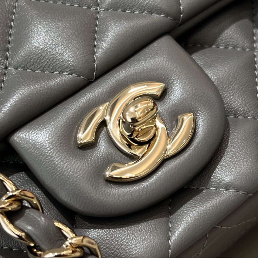 Chanel Classic Flap 20cm Grey 5 CHANEL Classic Flap 20cm Grey - chanel grey bag dupe detail 4